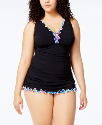 macys plus size swim dress