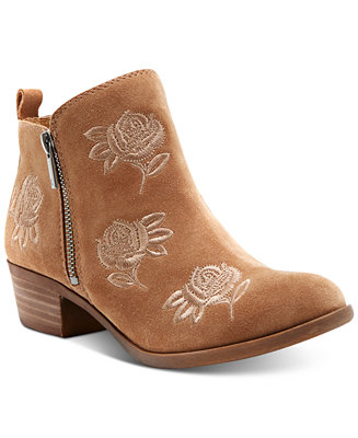 Lucky Brand Women&#39;s Basel Embroidery Booties, Created for Macy&#39;s - Boots - Shoes - Macy&#39;s