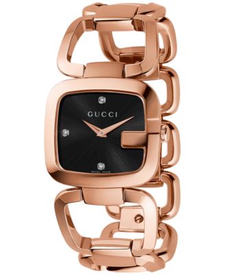 Gucci - Watch, Women's Swiss G- Diamond Accent Pink Gold-Tone PVD Stainless Steel Bracelet 32x30mm YA125409