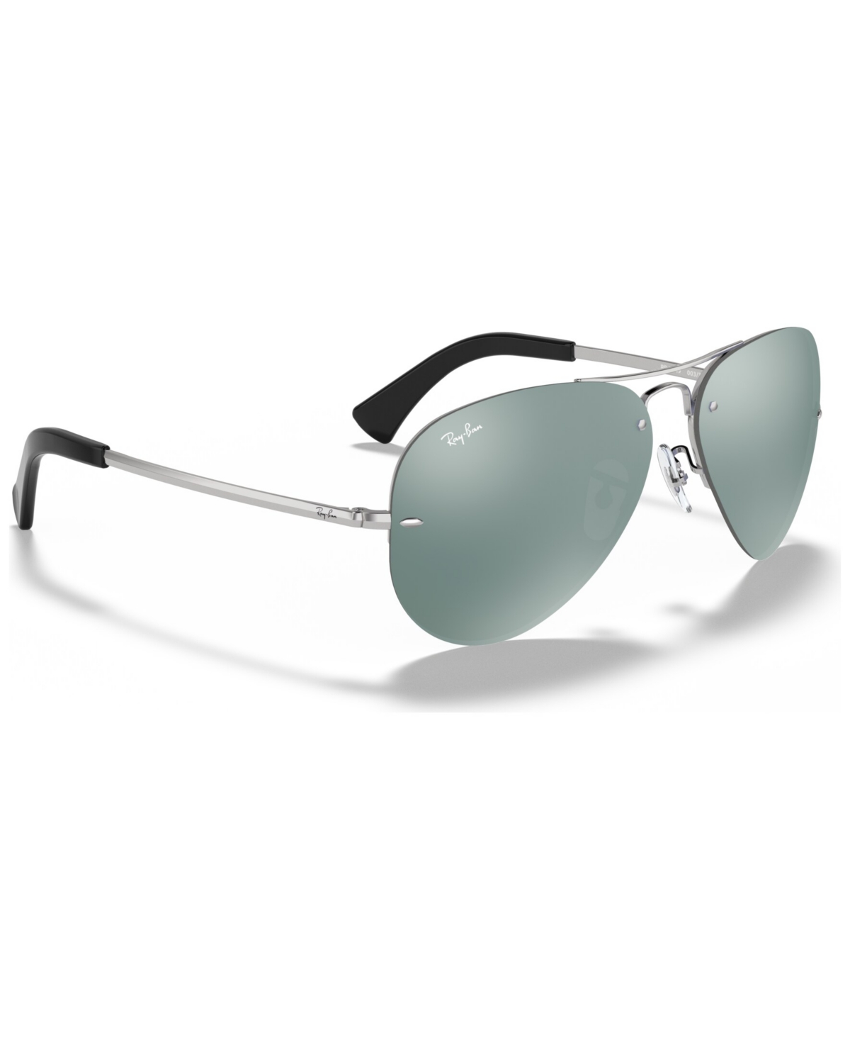 Shop Ray Ban Sunglasses, Rb3449 In Silver,green Mirror