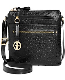 Embossed Faux Ostrich Crossbody, Created for Macy's