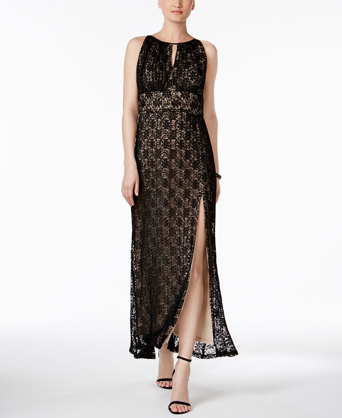 R & M Richards Lace Halter Gown - Macy's