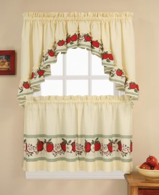 Chf Red Delicious 36" Window Tier & Swag Valance Set In Multi