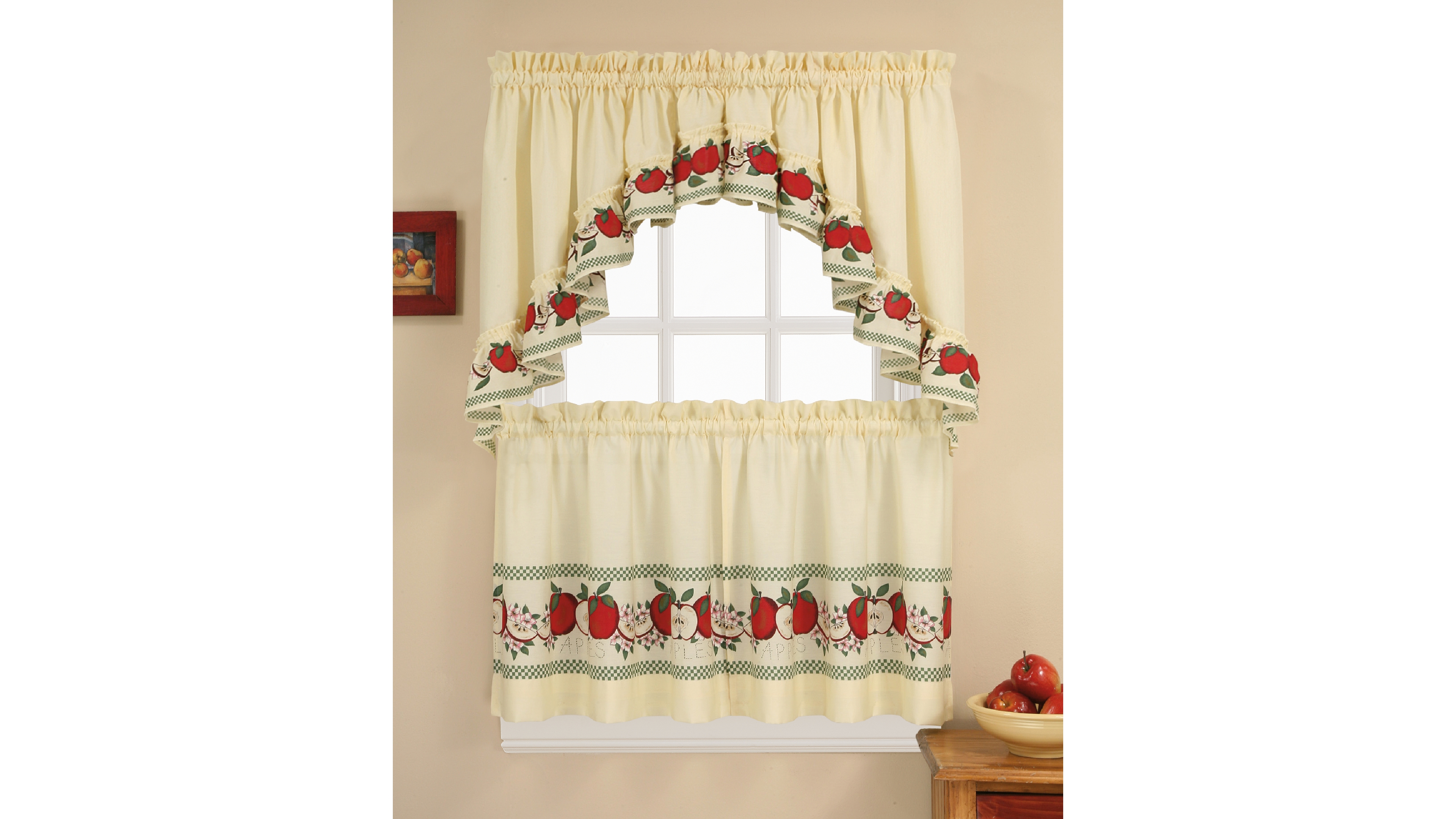 Chf Red Delicious 36" Window Tier & Swag Valance Set