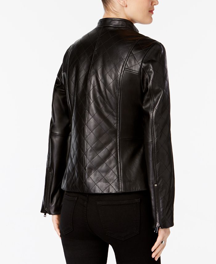 Jones New York Quilted Leather Jacket - Macy's