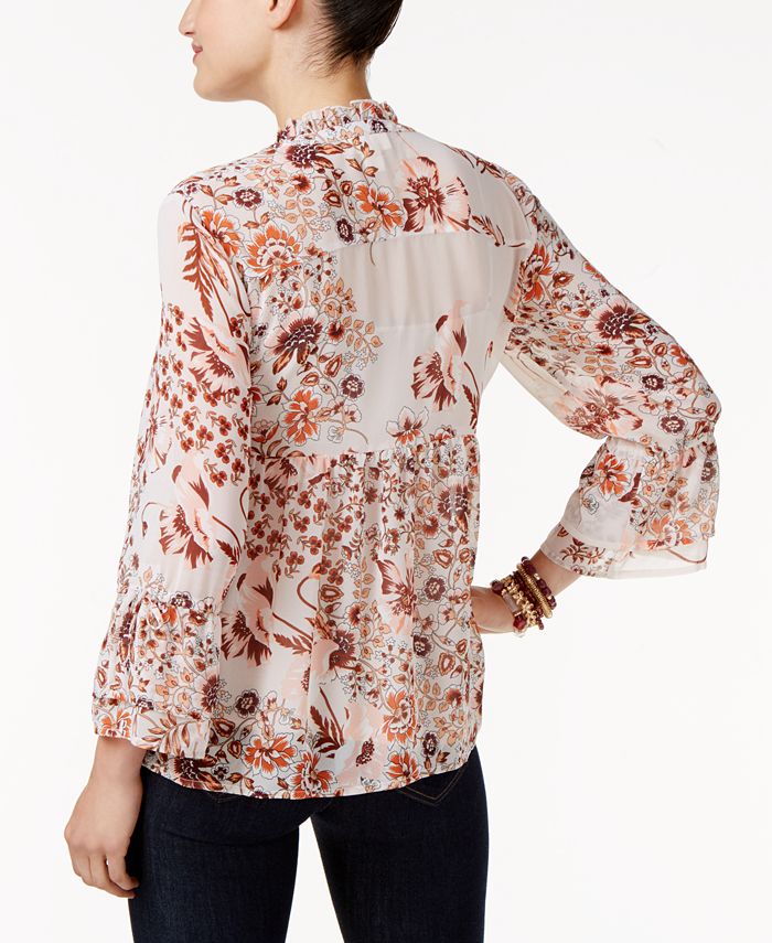 Style & Co Petite Floral-Print Peasant Blouse, Created for Macy's - Macy's