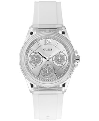 GUESS - Women's White Silicone Strap Watch 40mm