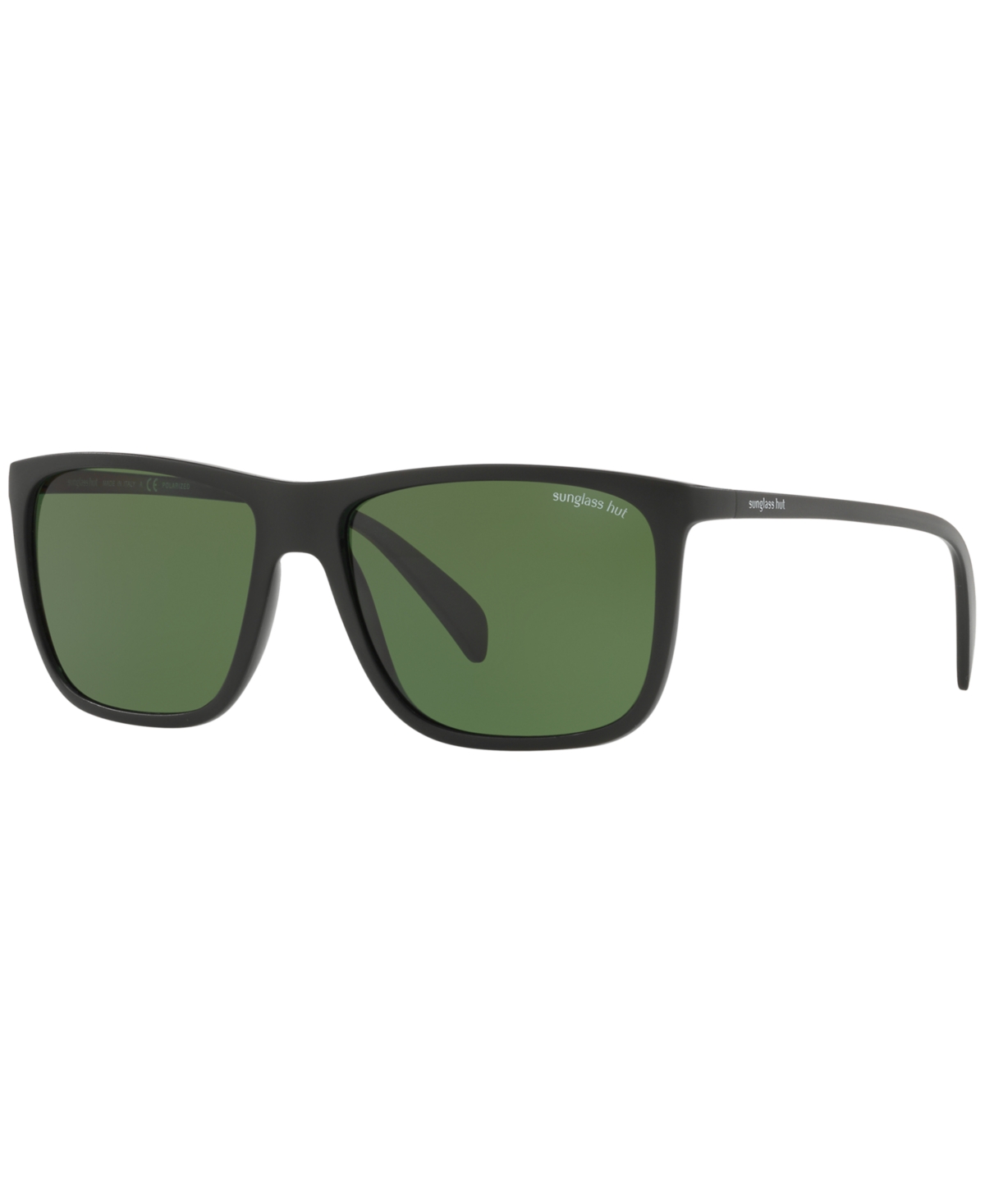 Sunglass Hut Collection Polarized Sunglasses , Hu2004 57 In Matte Black,green Polar