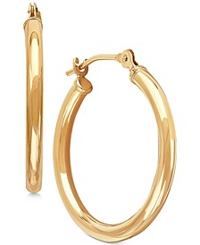 Polished Tube Hoop Earrings in 10k Gold, 4/5 inch