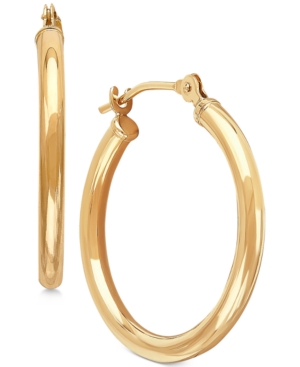 image of Polished Tube Hoop Earrings in 10k Gold, 4/5 inch