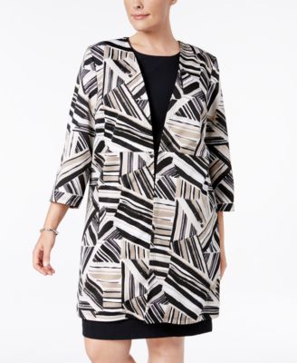 Kasper - Plus Size Abstract-Print Ottoman Jacket