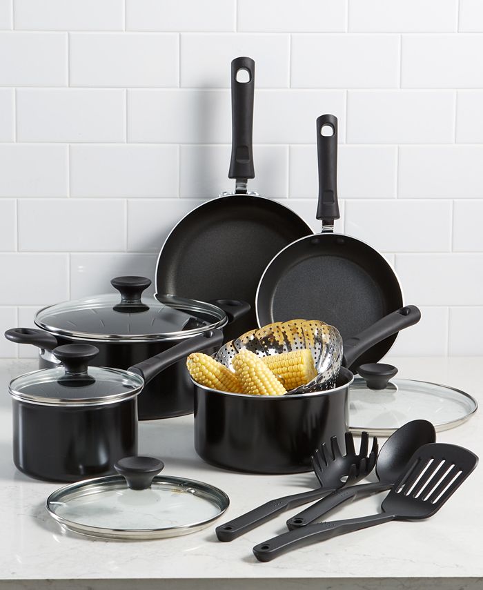 T-fal Kitchen Solutions 21-Piece Nonstick Cookware Set, Black