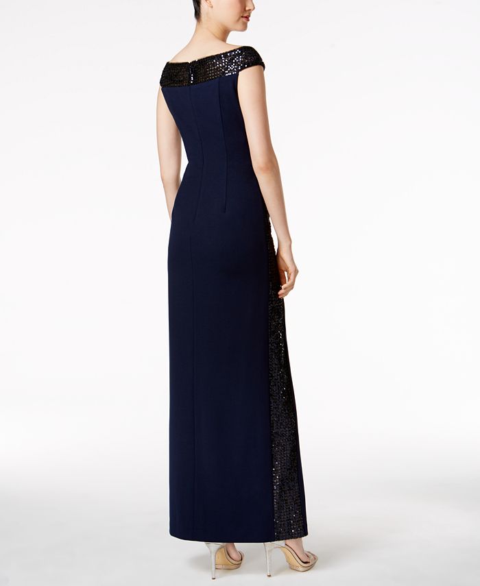calvin klein off the shoulder gown