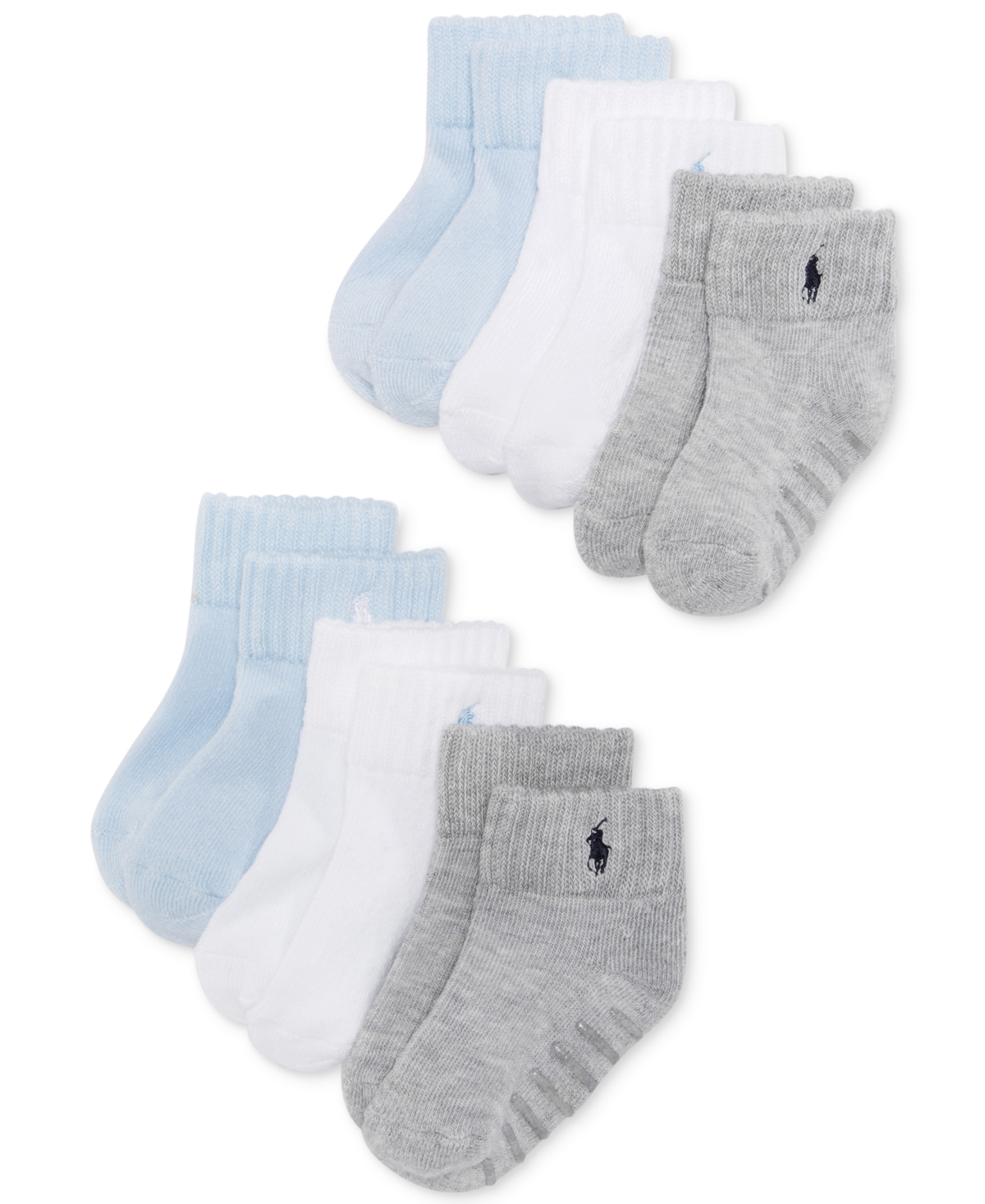 Polo Ralph Lauren Ralph Lauren Baby Boys Or Baby Girls Low Cut Socks, 6 Pack In Blue,white,grey