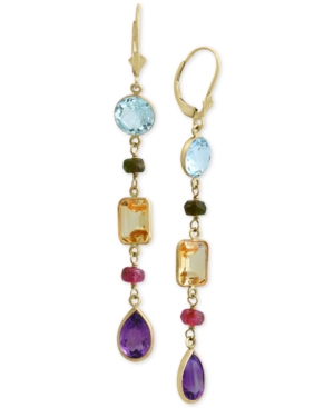 image of Effy Multi-Gemstone Drop Earrings (15-1/2 ct. t.w.) in 14k Gold