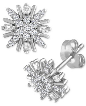 image of Diamond Cluster Starburst Stud Earrings (1/5 ct. t.w.) in 10k White Gold