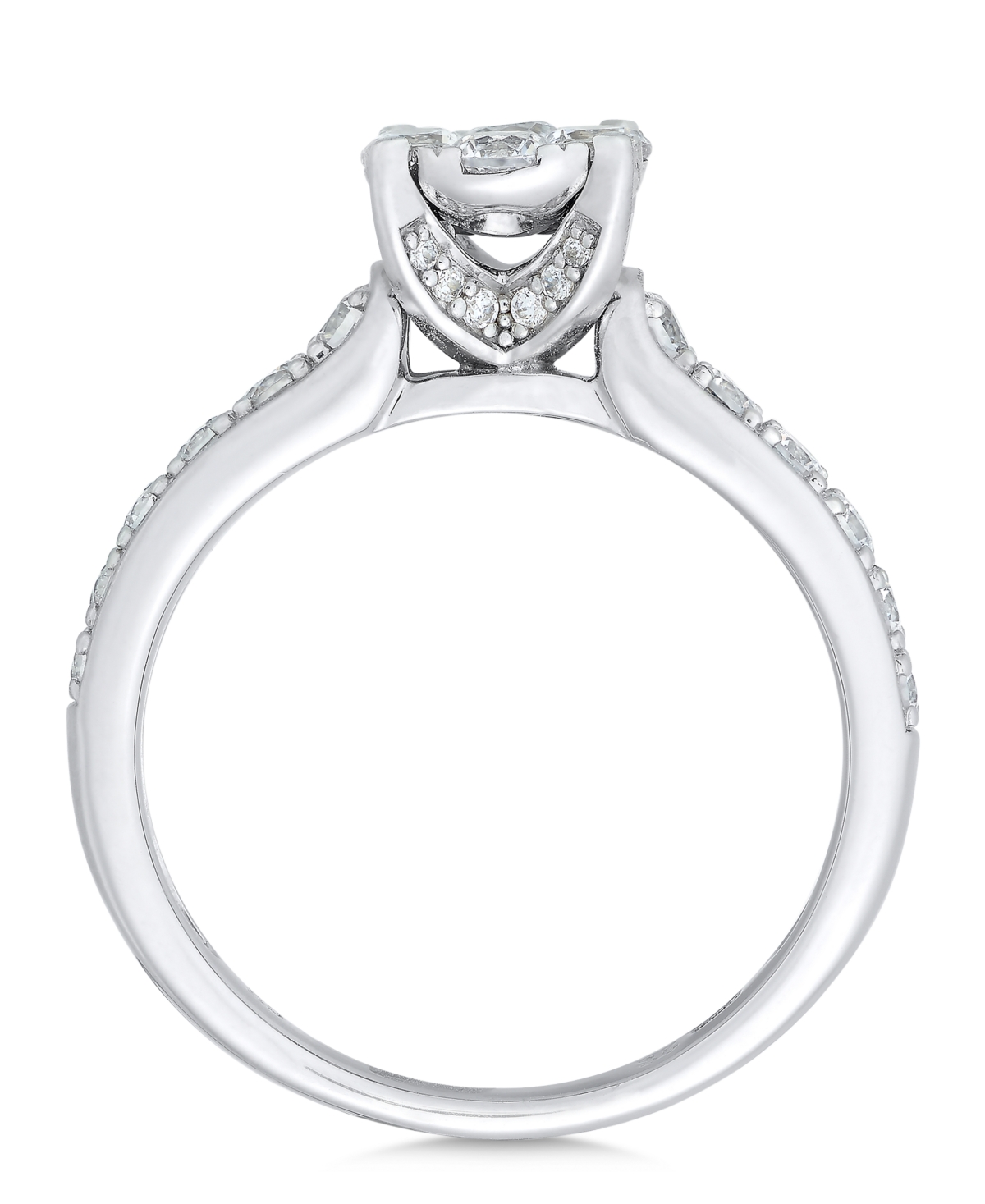 Diamond Cluster Engagement Ring (1 ct. t.w.) in 14k White or Yellow Gold