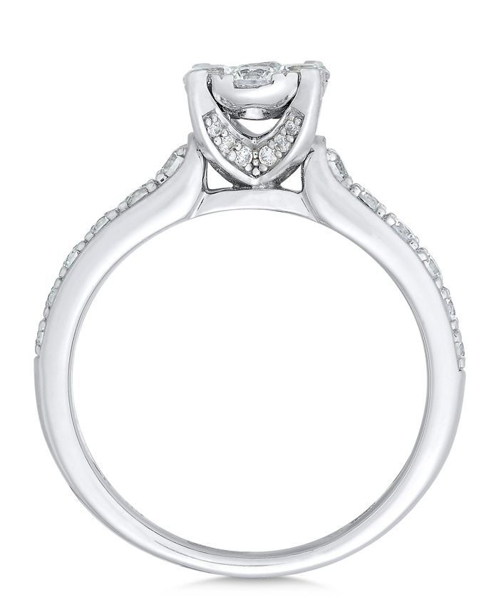 Macy's Diamond Cluster Engagement Ring (1 ct. t.w.) in 14k White or