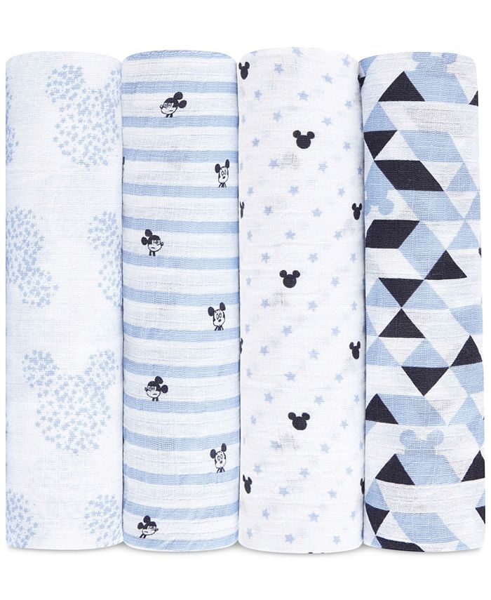 aden by aden + anais Baby Boys 4Pack Mickey Mouse Cotton Swaddle