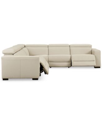 Nevio 5-pc Leather "L" Sectional with 3 Power Recliners