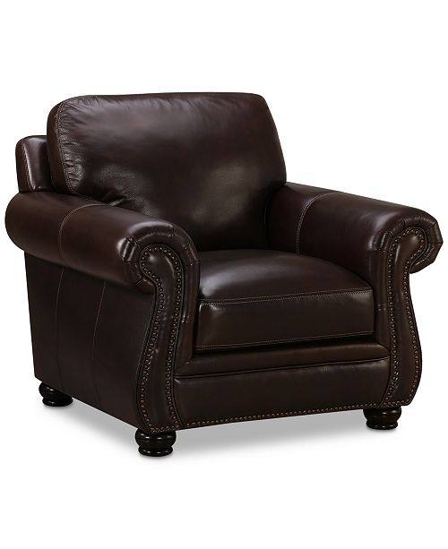 Furniture Roselake 41&quot; Leather Armchair, Created for Macy ...