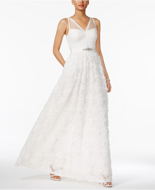 adrianna papell floral embellished gown