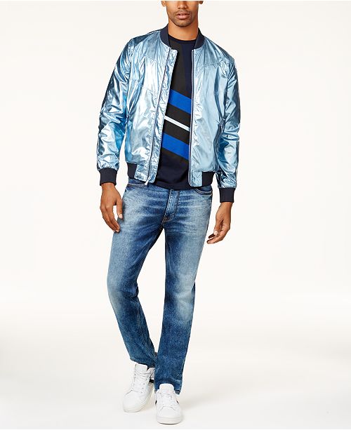 Sean John Men S Metallic Bomber Jacket Colorblocked T Shirt