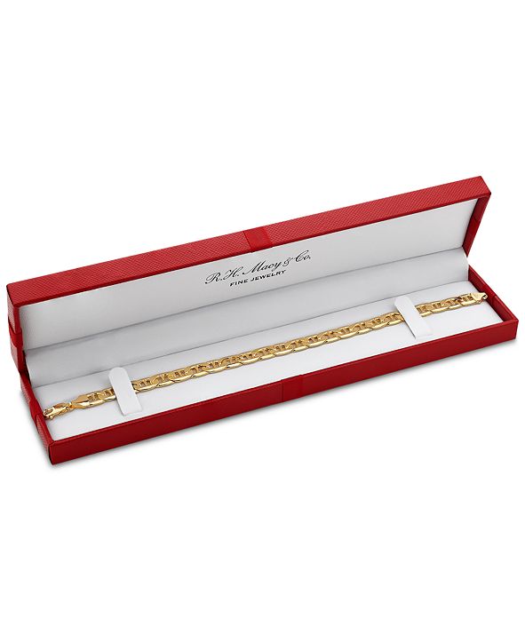 Italian Gold Men's Beveled Marine Link Bracelet in 10k Gold & Reviews