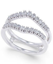 1/8cttw Diamond Curved Wedding Engagement Guard Enhancer Band 14k White Gold
