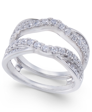 image of Diamond Curved Overlapped Solitaire Enhancer Ring Guard (1 ct. t.w.) in 14k White Gold