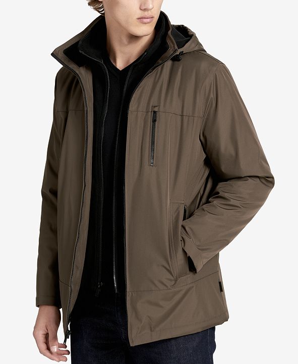 Calvin Klein Men's Big & Tall Hooded Fleece Lined Coat ...