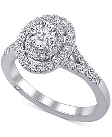 Diamond Vintage Inspired Oval Halo Ring (1 ct. t.w.) in 18k  White Gold