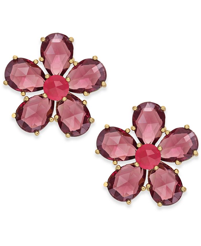 kate spade new york 14k GoldPlated Flower Crystal Stud Earrings Macy's