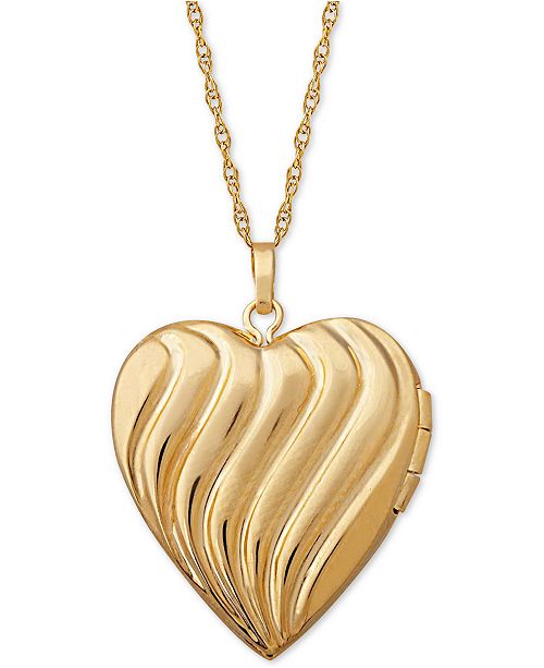 Italian Gold Diamond Accent Heart Locket Pendant Necklace in 10k Gold
