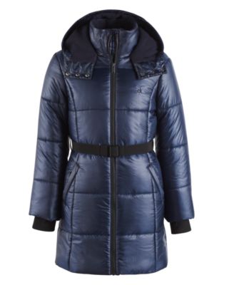 calvin klein big girls belted puffer jacket