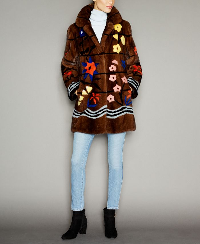 The Fur Vault Floral Print Mink Fur Coat Macy s