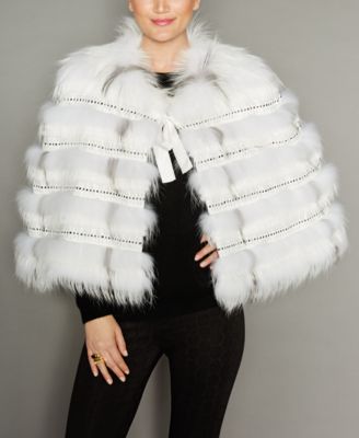 The Fur Vault - Rabbit-Trim Fox Fur Poncho