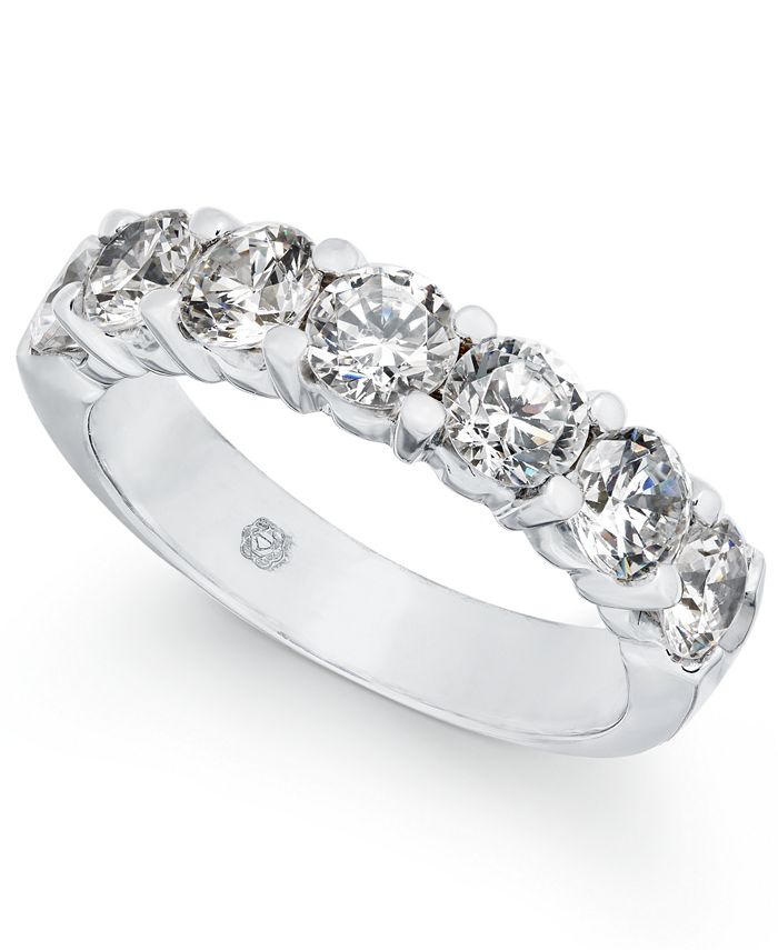 Macy's - Certified Seven Diamond Station Band Ring in 14k White Gold (2 ct. t.w.)