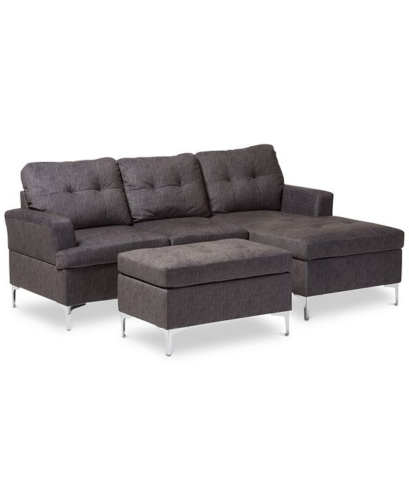Furniture Riley 83" 3-Pc. Sectional Sofa with Ottoman Set ... Furniture Riley 83" 3-Pc. Sectional Sofa with Ottoman Set ... on Riley 3 Piece Sectional Charleston id=88375