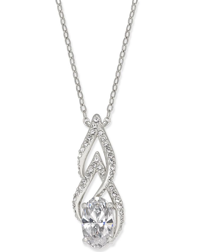 Eliot Danori Silver-Tone Cubic Zirconia Pendant Necklace, Created for