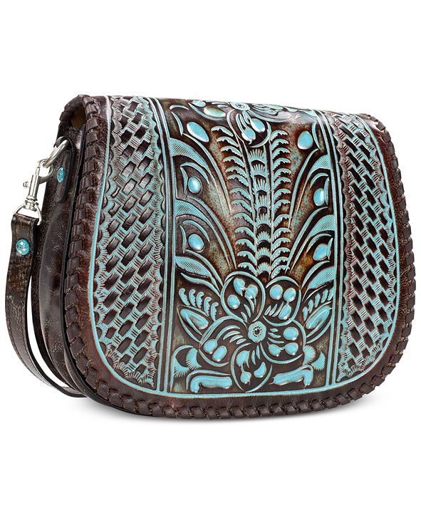 Patricia Nash Savini Turquoise Tooled Leather Saddle Bag & Reviews