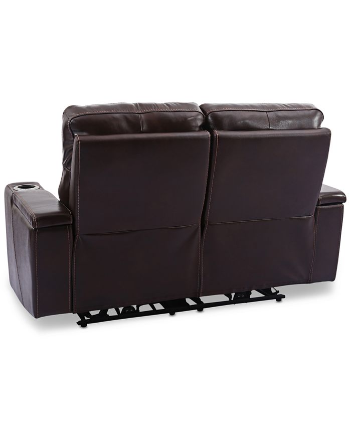 Furniture Oaklyn 61" Leather Loveseat With Power Recliners, Power