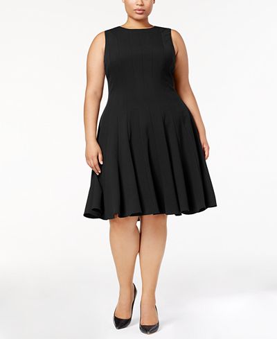 Calvin Klein Plus Size Pleated A-Line Dress - Dresses - Women - Macy's
