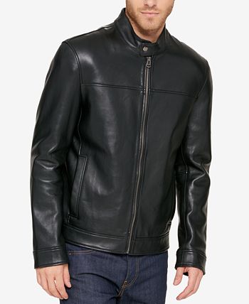 Cole Haan Men's Leather Moto Jacket - Macy's