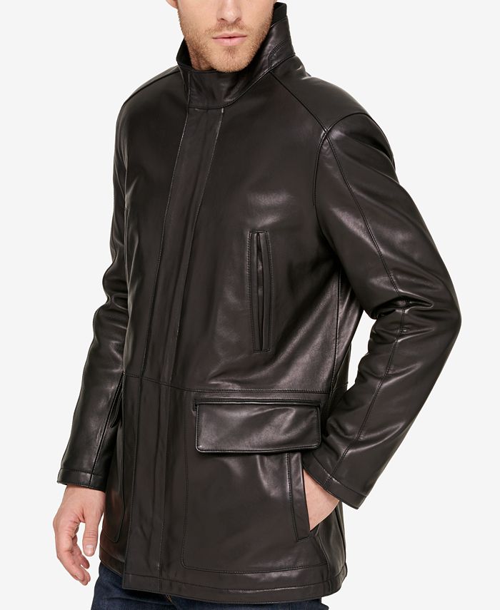 Cole Haan Men s Leather Knit Collar Car Coat Macy s