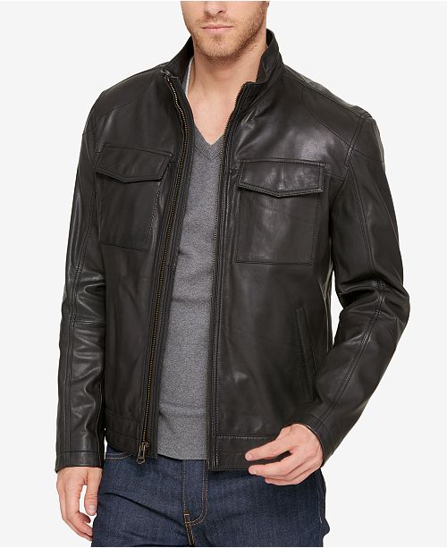 Download Cole Haan Men's Leather Trucker Jacket - Coats & Jackets ...