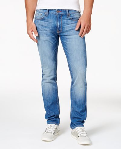 GUESS Men's Light Blue Slim Straight Fit Stretch Jeans - Jeans - Men ...