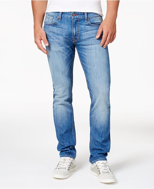 GUESS Men's Light Blue Slim Straight Fit Stretch Jeans & Reviews ...