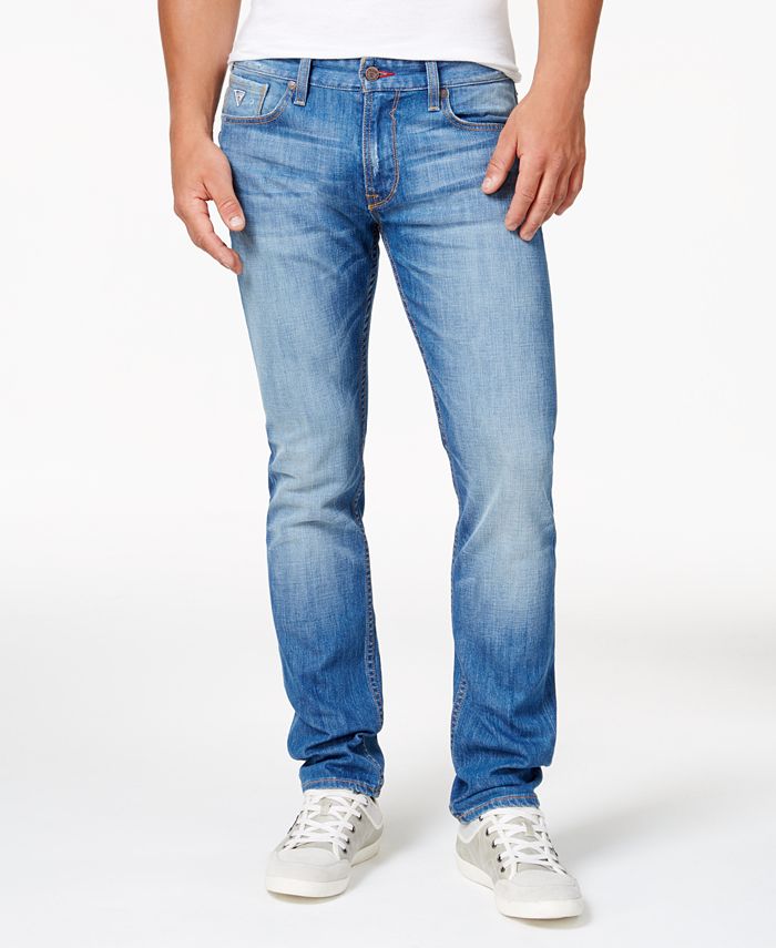 GUESS Men's Light Blue Slim Straight Fit Stretch Jeans - Macy's