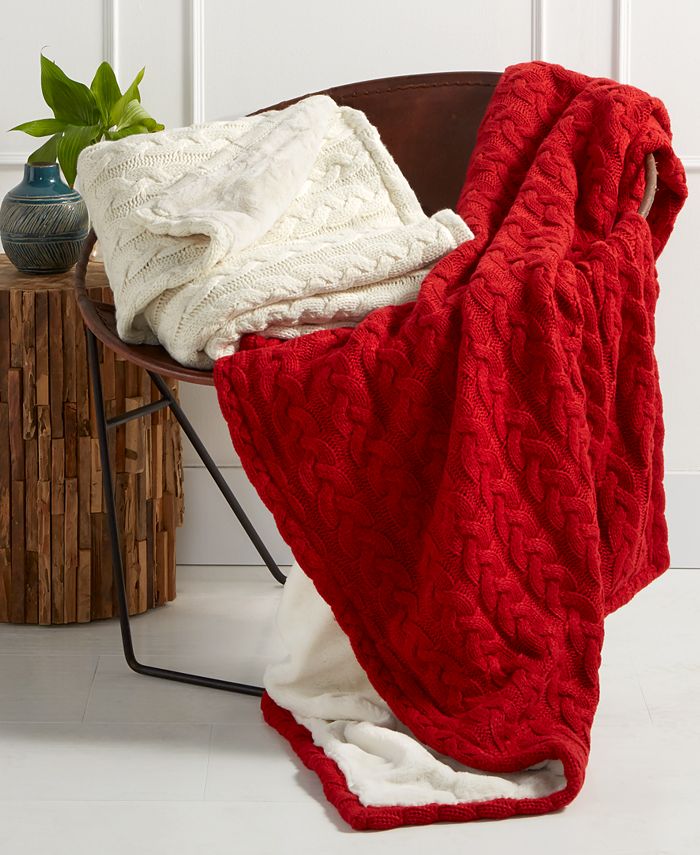 Martha Stewart Collection CLOSEOUT! Solid Cable Knit Throw with